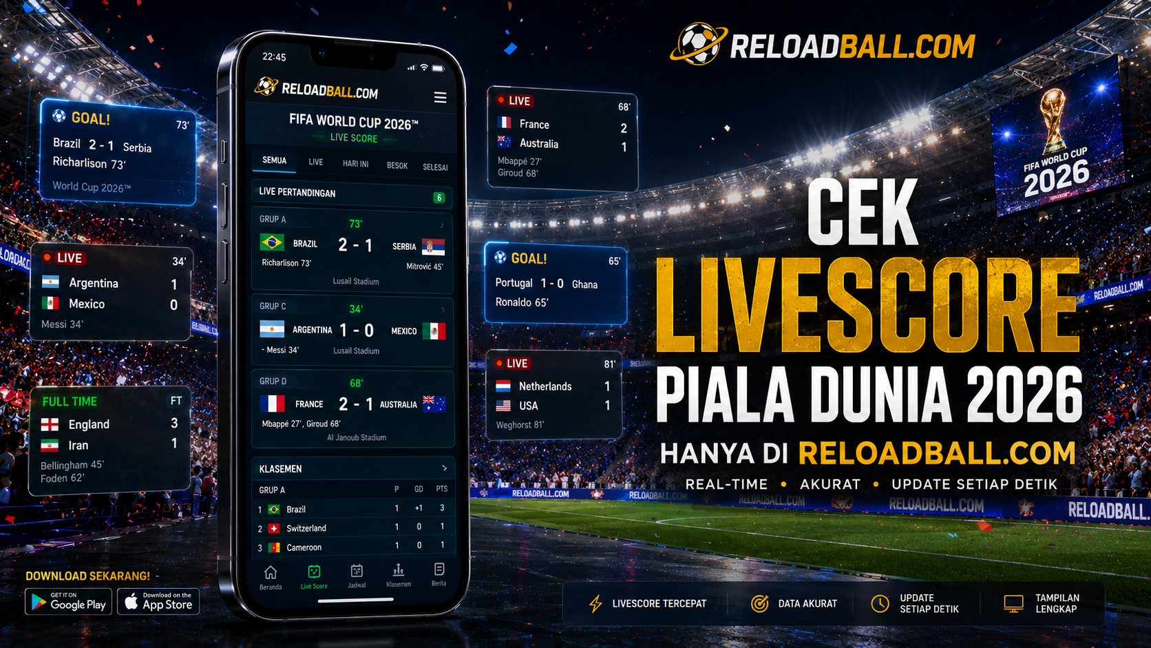 Cek Livescore Piala Dunia 2026 Terupdate Hanya di ReloadBall