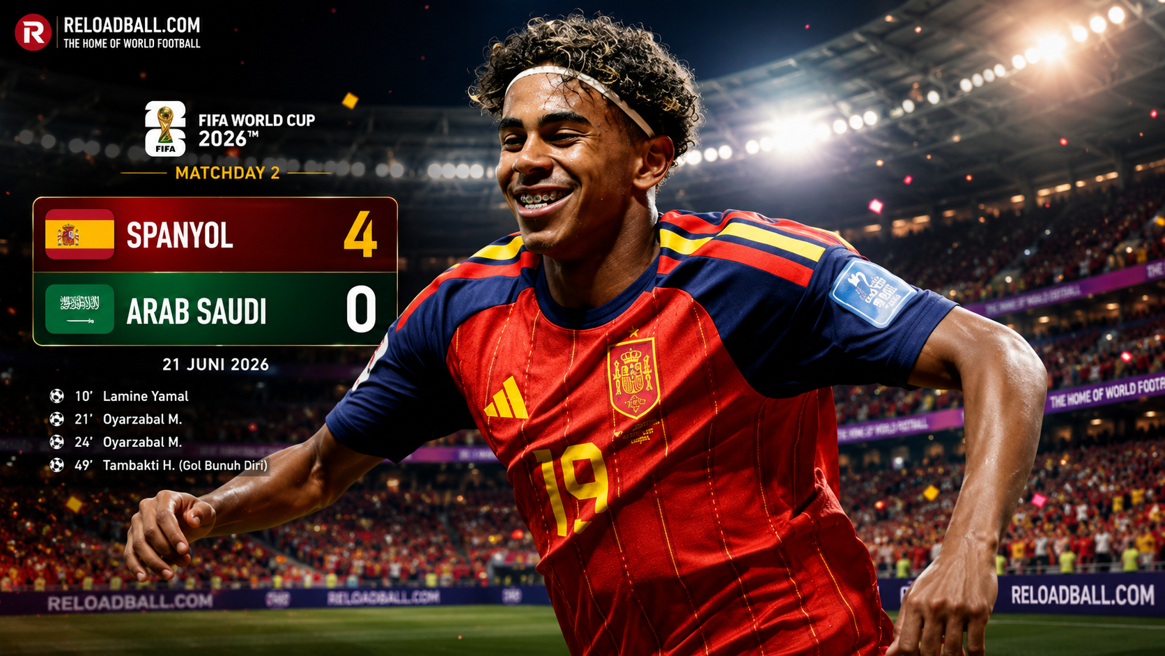Spanyol 4-0 Arab Saudi: Oyarzabal Bersinar, La Roja Bangkit di Piala Dunia 2026