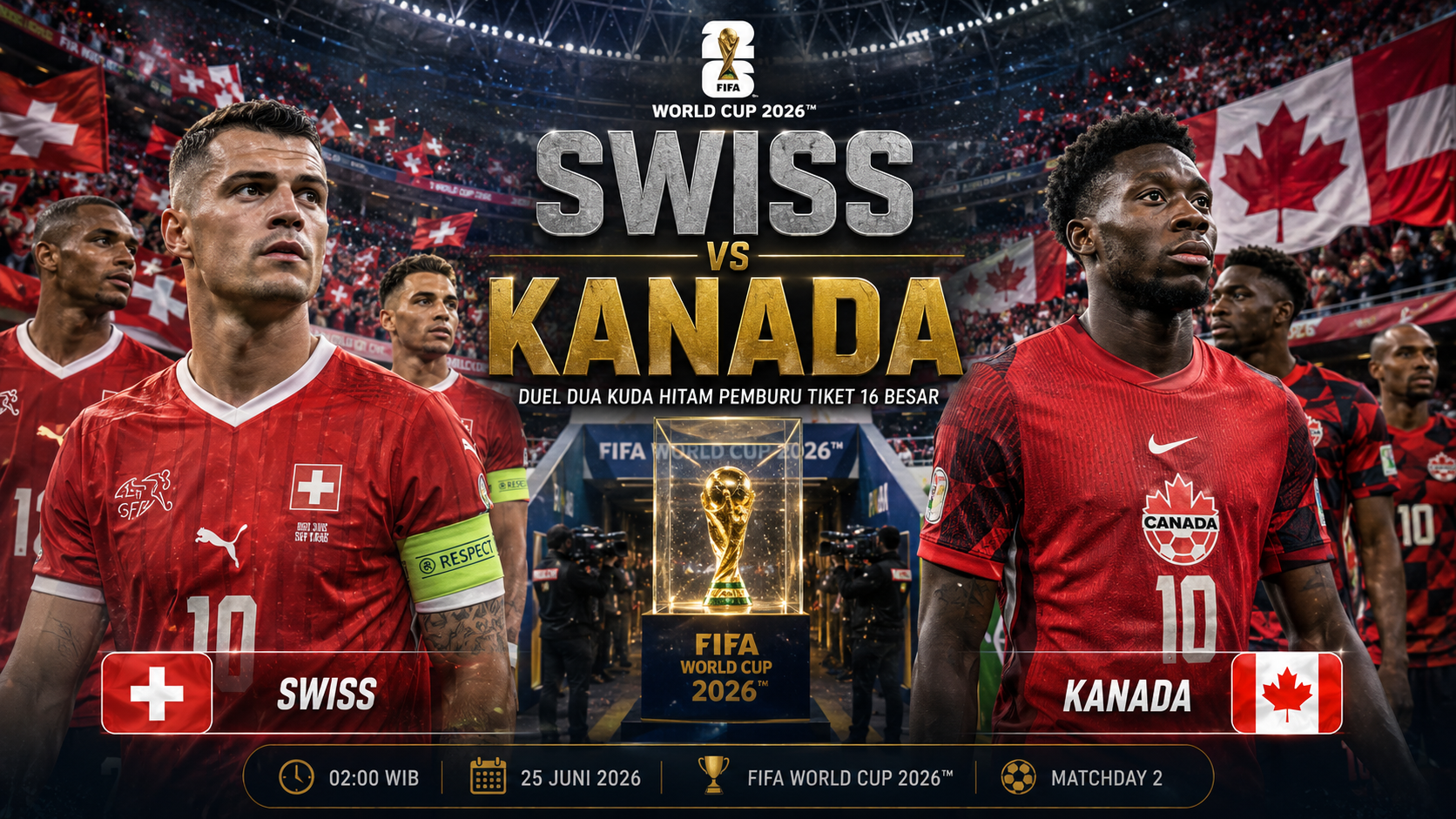 Swiss vs Kanada: Prediksi, Analisa Taktik dan Duel Xhaka vs David di Piala Dunia 2026