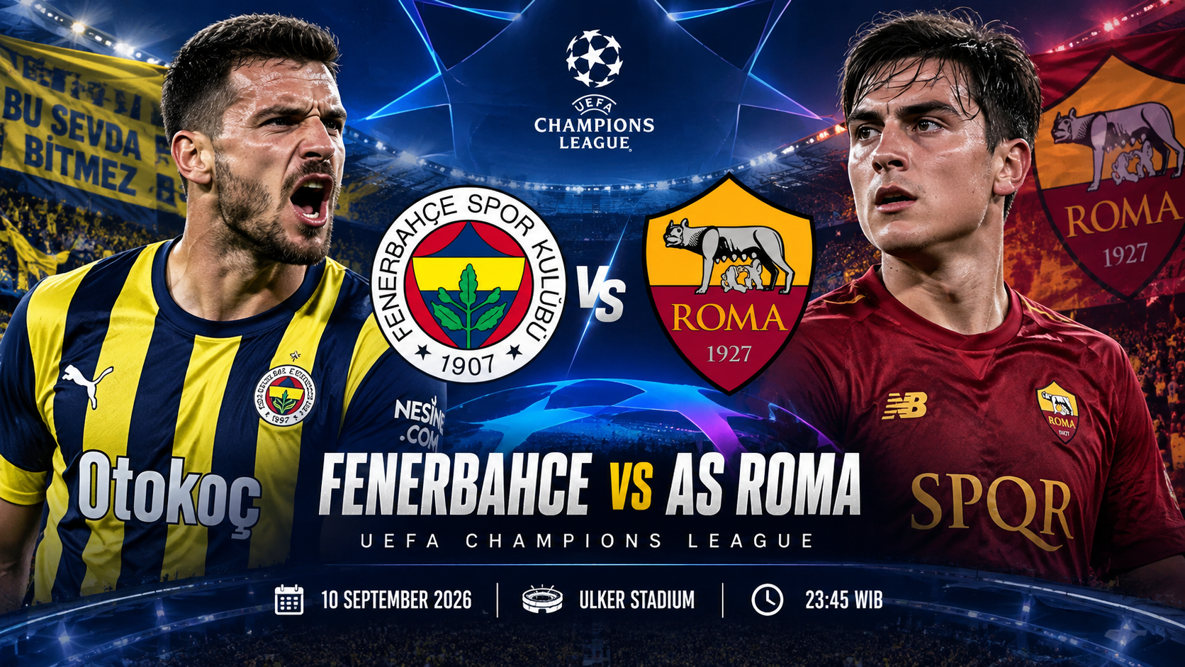 Prediksi Fenerbahce vs AS Roma 10 September 2026: Duel Sengit Liga Champions, Roma Diunggulkan